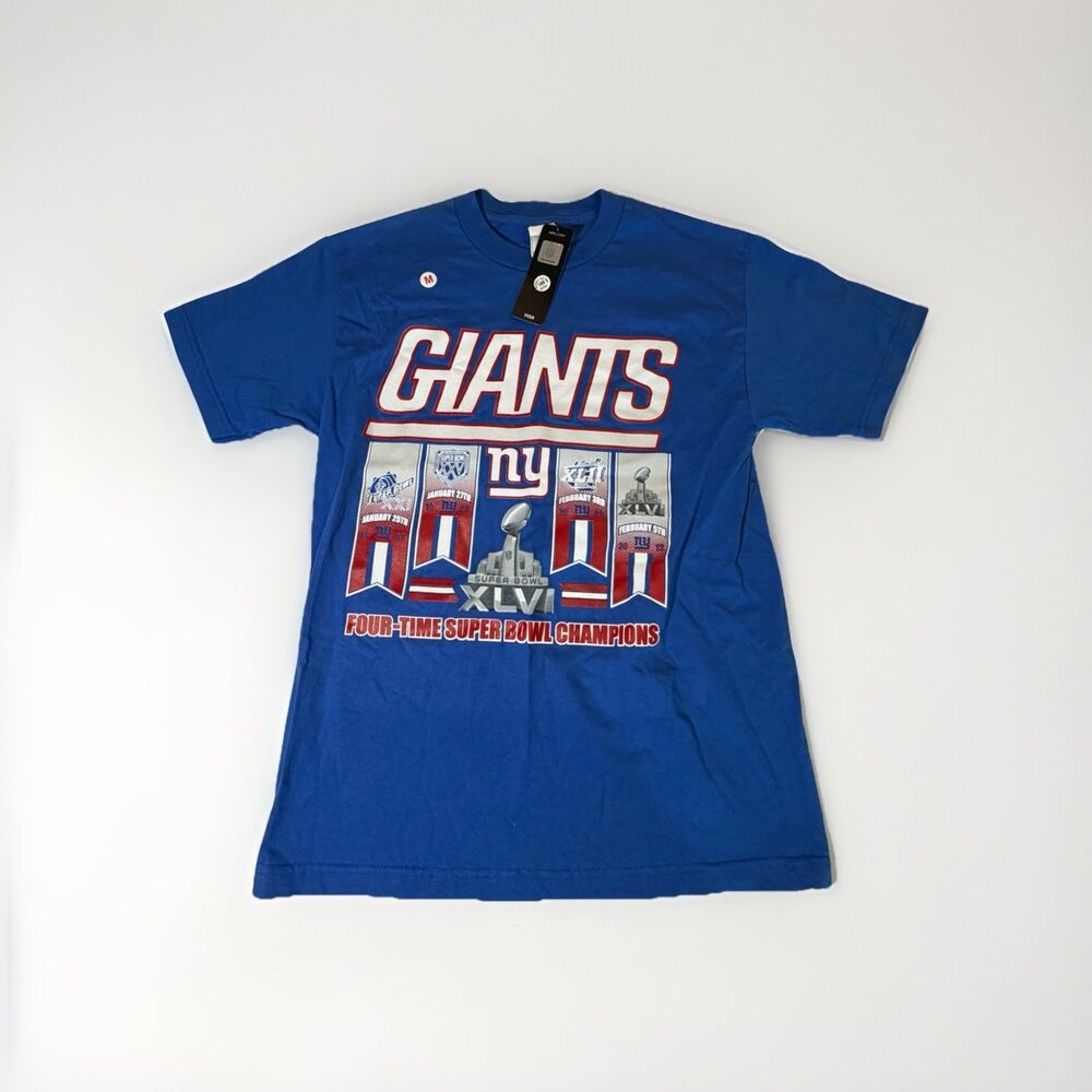 NWT New York Giants Super Bowl XLVI Champions T Shirt Blue Men’s Medium NFL